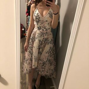 Embroidered floral, high low dress